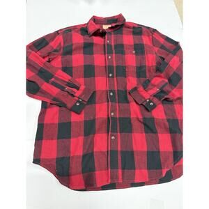 Blue Mountain Shirt Mens XLT White Red Plaid Cotton Flannel Long Sleeve Pocket